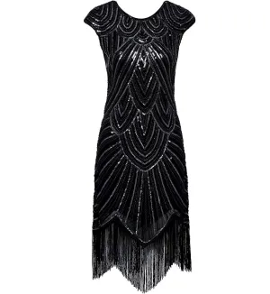 1920s Flapper Dress Silver Sequins Great Gatsby 20s Style Wedding Party |JaosWish