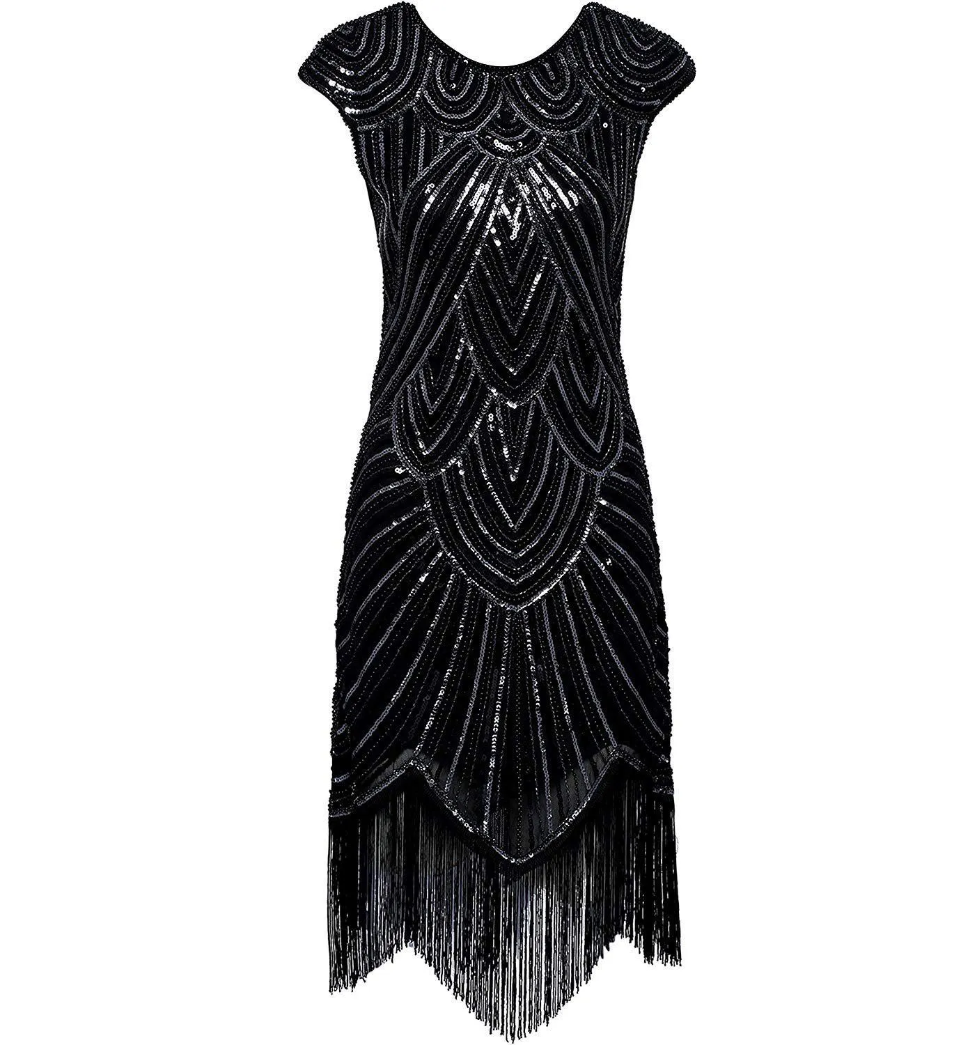 1920s Flapper Dress Silver Sequins Great Gatsby 20s Style Wedding Party |JaosWish