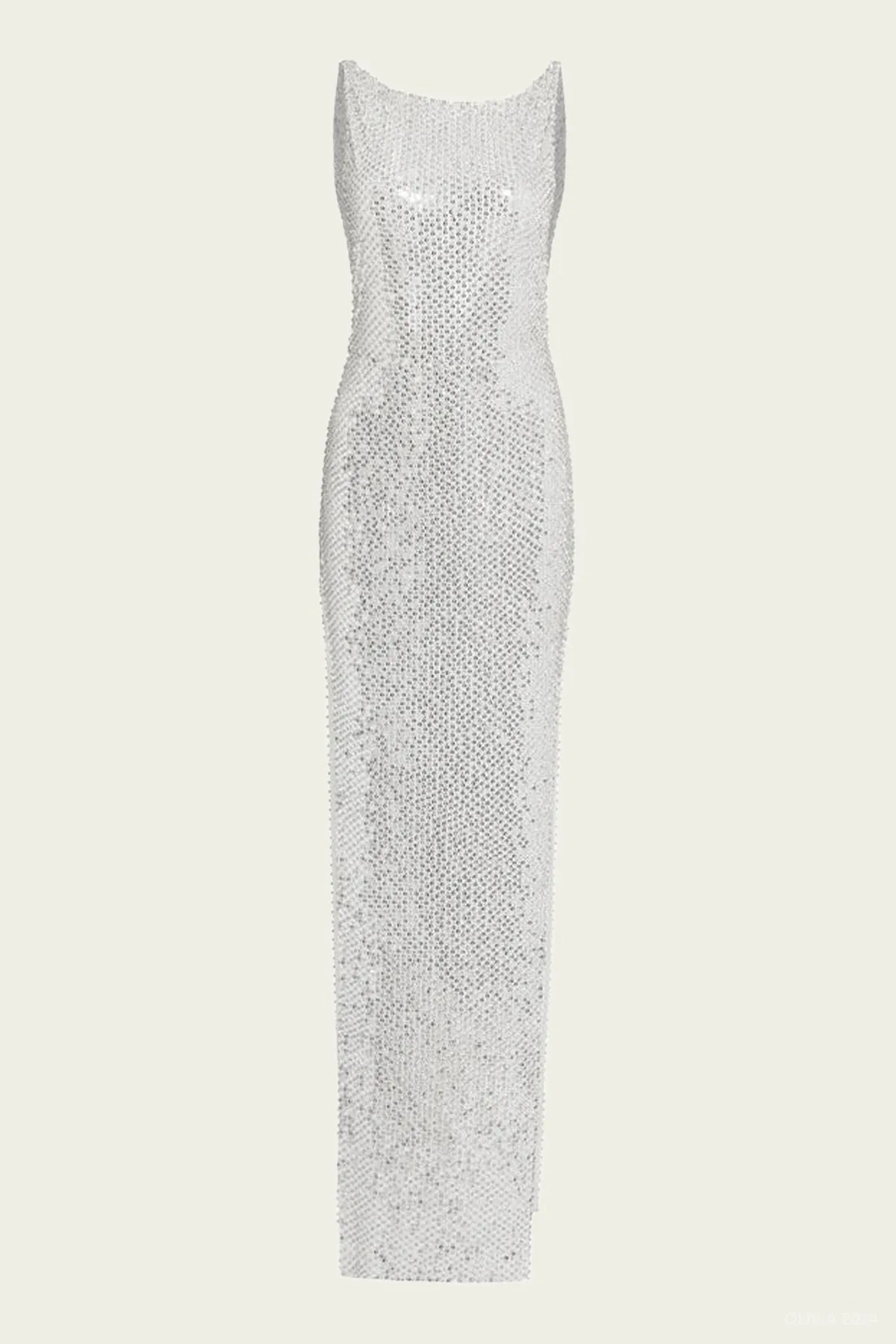 Asha Sequin Dress in White Silver