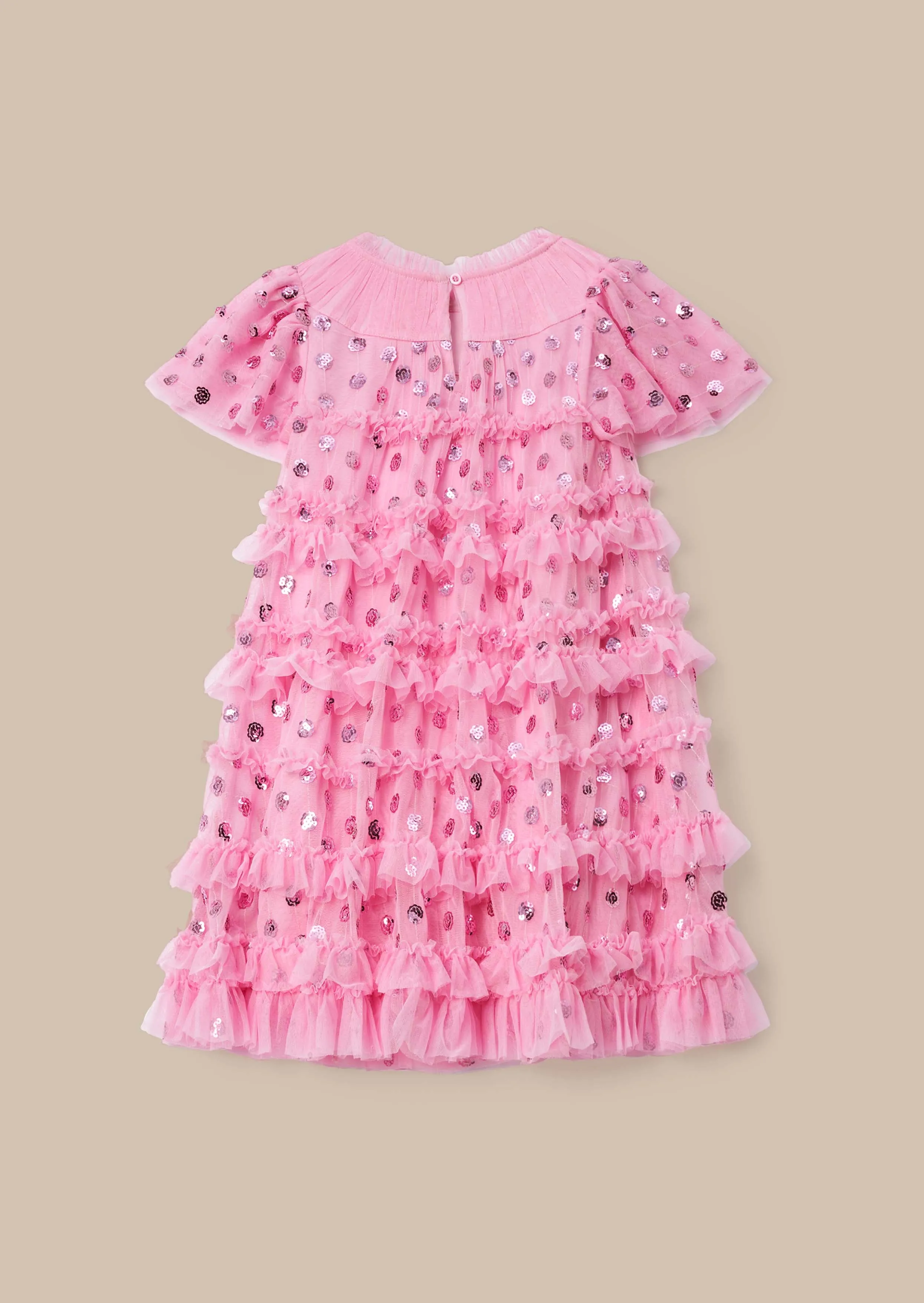 Bea Pink Mesh Frill Dress