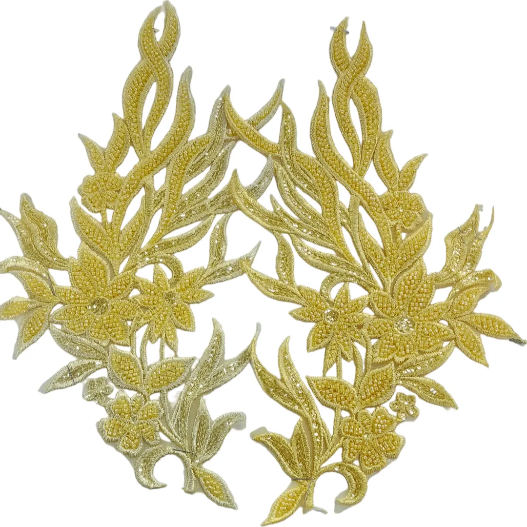 Beaded Patch Applique Gold XDH3854