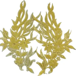 Beaded Patch Applique Gold XDH3854