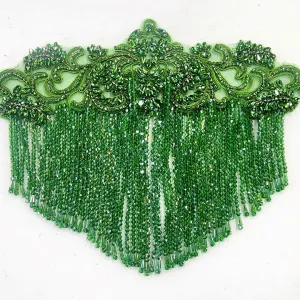 Beaded Patch With Fringing Emerald