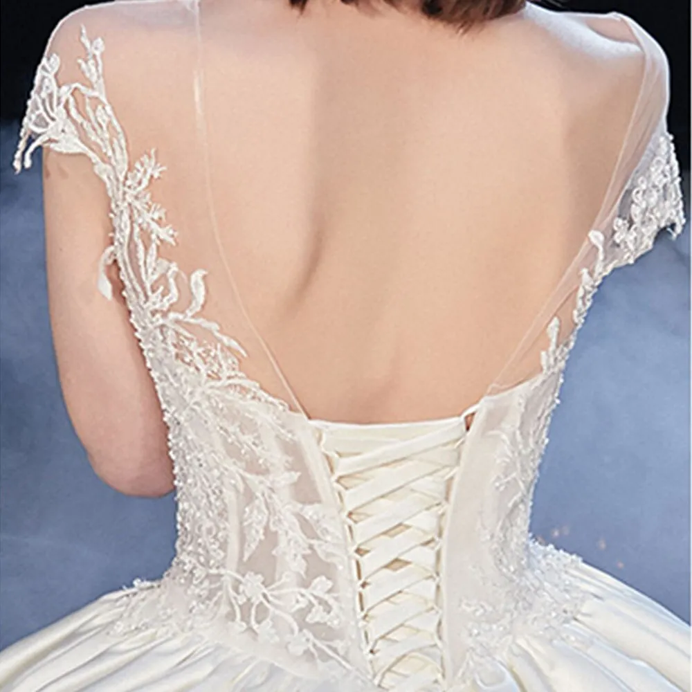 Beading Appliques Best France Satin Wedding Dresses