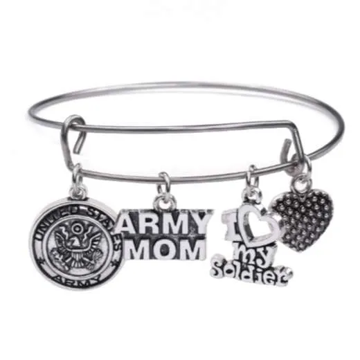 Beautiful Army Mom Charm Bracelet