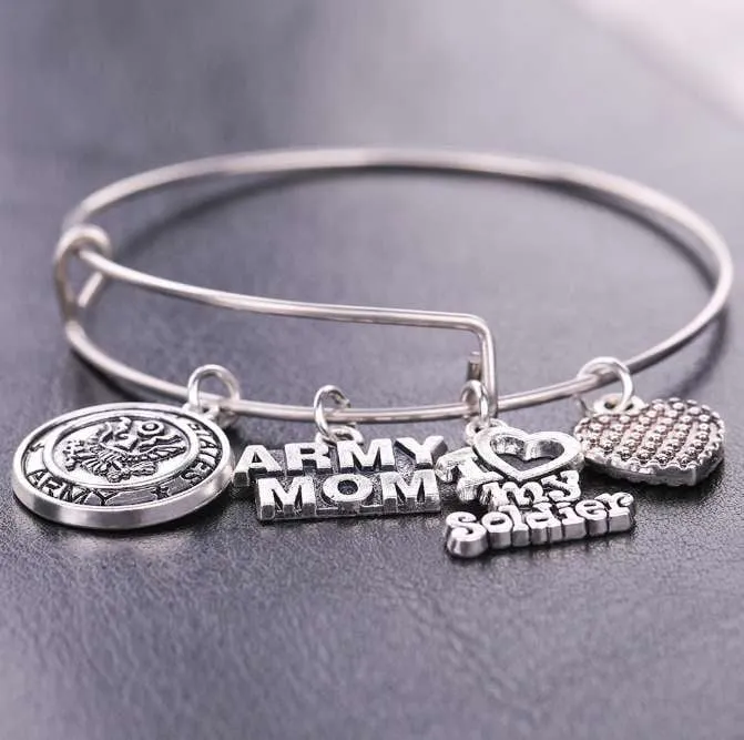 Beautiful Army Mom Charm Bracelet