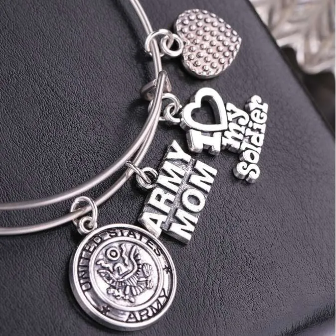 Beautiful Army Mom Charm Bracelet