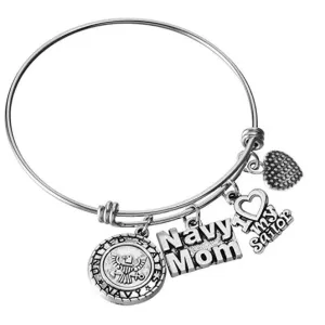 Beautiful Navy Mom Charm Bracelet
