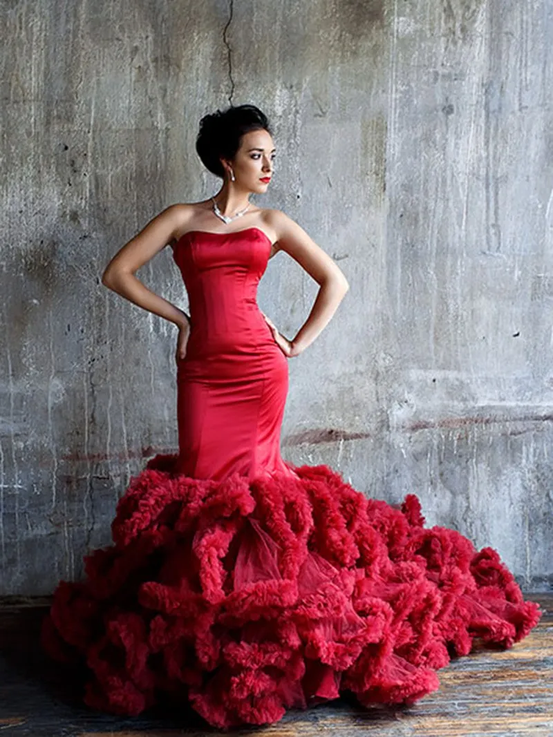 Burgundy Wedding Gowns Plus Size Mermaid Wedding Dress Bridal Gown Photoshoot Dress