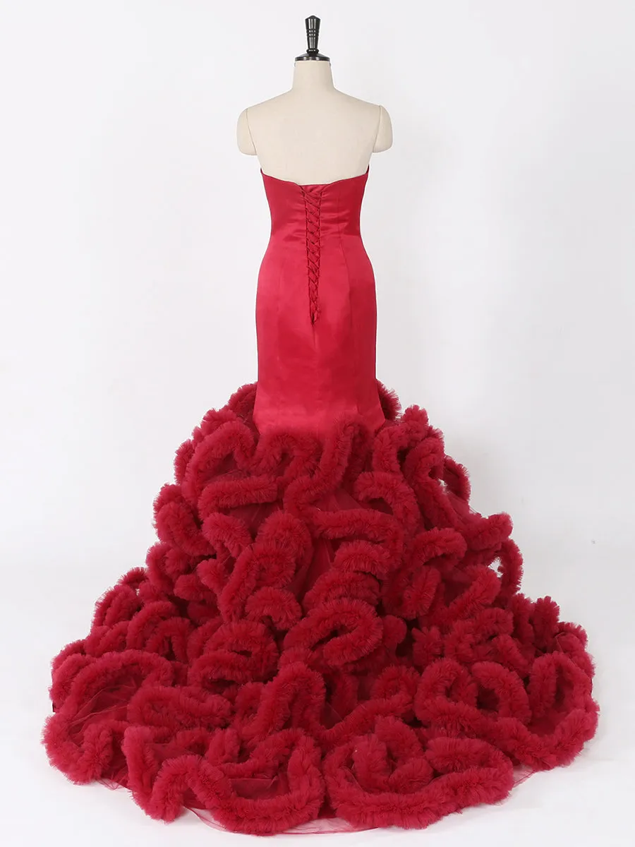 Burgundy Wedding Gowns Plus Size Mermaid Wedding Dress Bridal Gown Photoshoot Dress