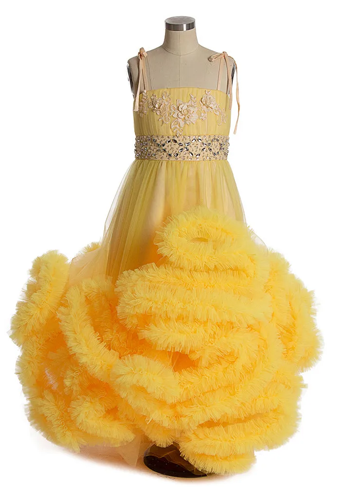 Cloud Little Flower Girls Dresses for Weddings Party Frocks Sexy Children Embroidery Kids Birthday Gowns