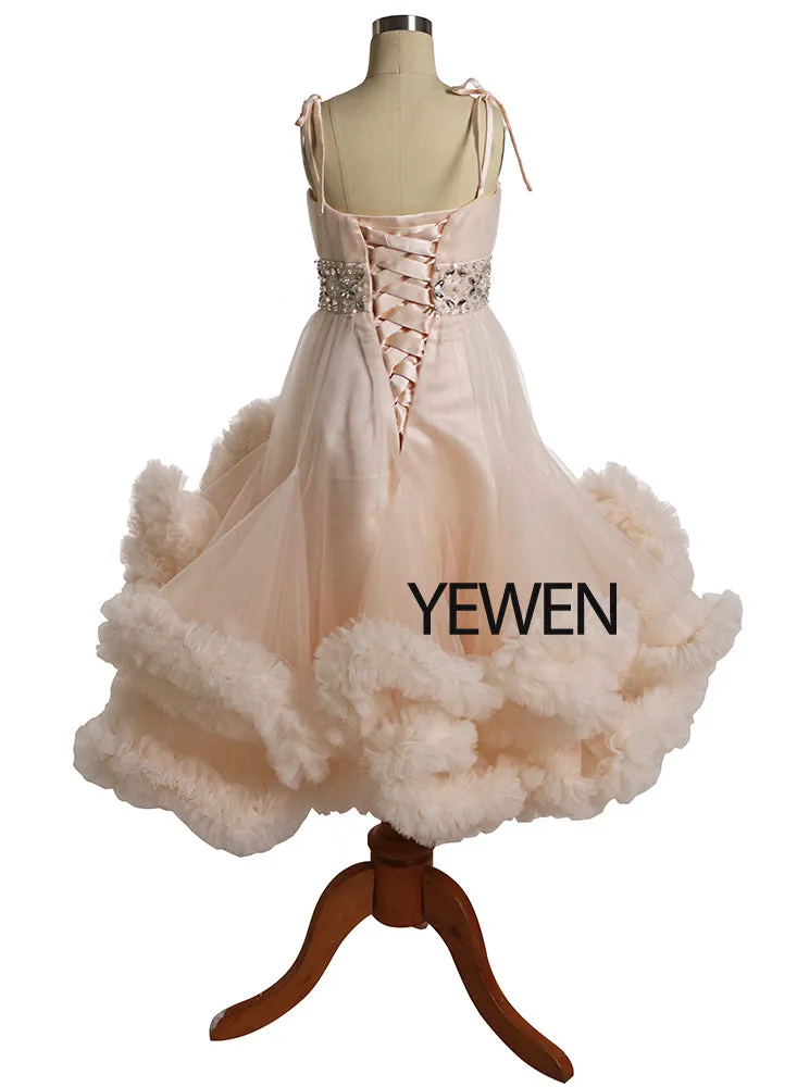 Cloud Little Flower Girls Dresses for Weddings Party Frocks Sexy Children Embroidery Kids Birthday Gowns