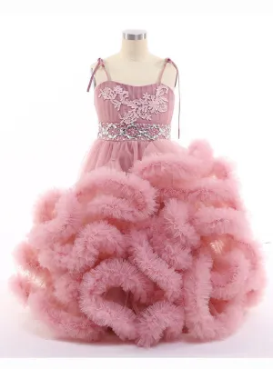 Cloud Little Flower Girls Dresses for Weddings Party Frocks Sexy Children Embroidery Kids Birthday Gowns