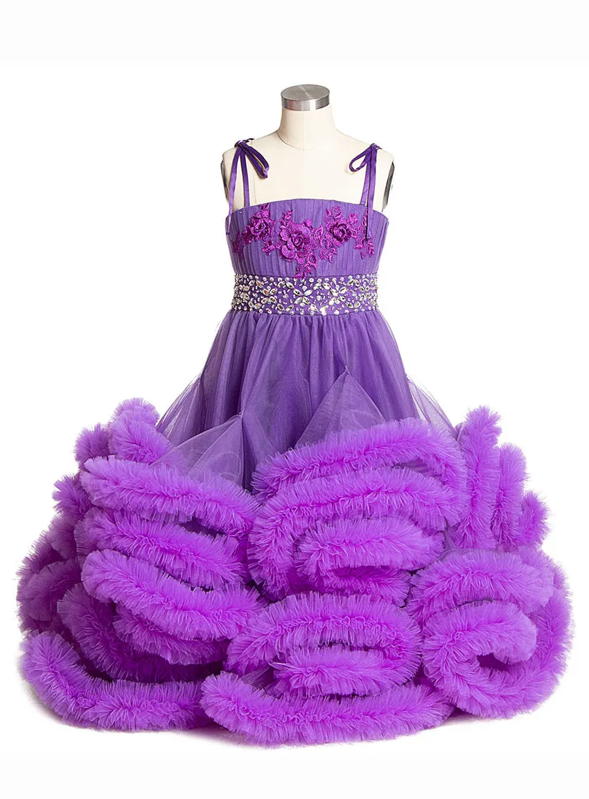 Cloud Little Flower Girls Dresses for Weddings Party Frocks Sexy Children Embroidery Kids Birthday Gowns