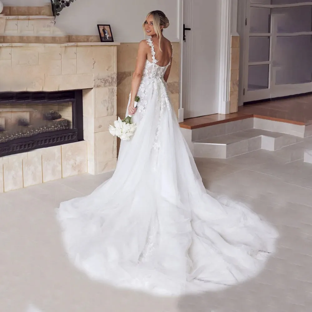 Customized Sparkle Beading Appliqued Wedding Gowns Puffy Off Shoulder Sheer Top Embroidered Shimmer Sweetheart Bridal Dress
