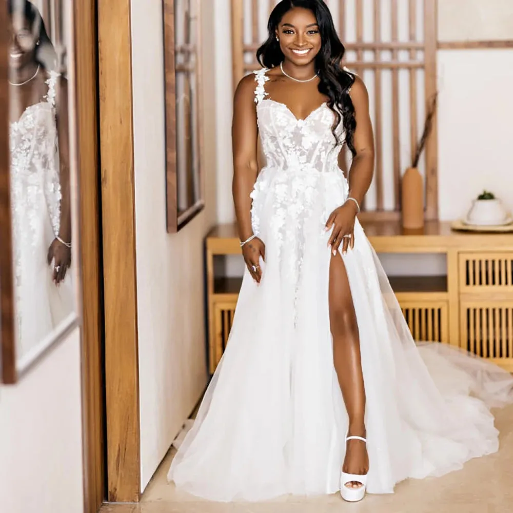 Customized Sparkle Beading Appliqued Wedding Gowns Puffy Off Shoulder Sheer Top Embroidered Shimmer Sweetheart Bridal Dress