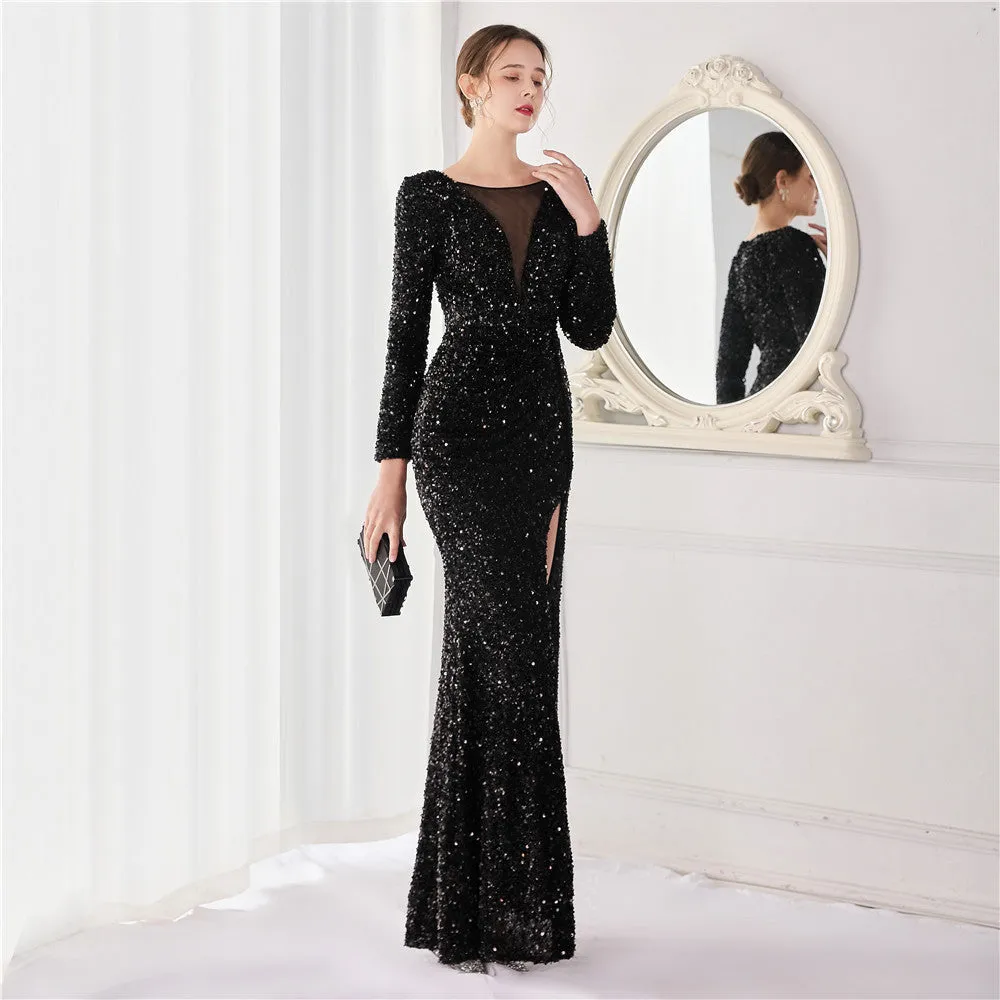 Ella sequined large Charming split mermaid dress