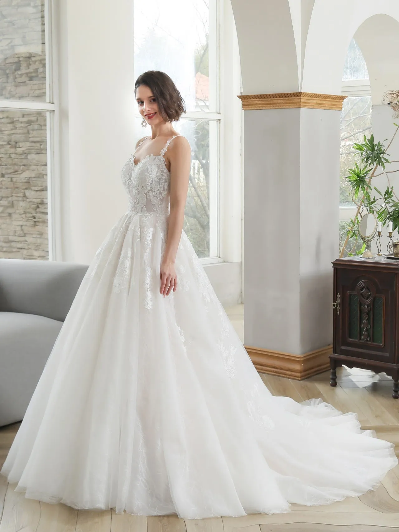 Floral Lace Sweetheart Full A-Line Wedding Dress | Rosalind