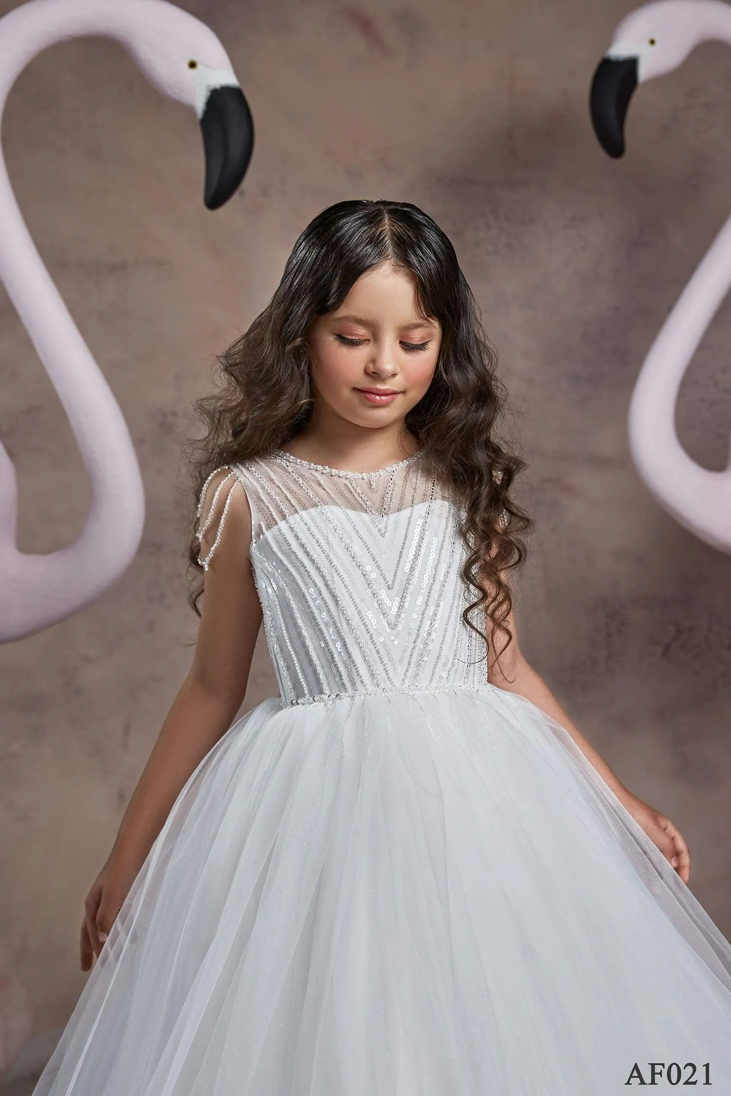 Girls Sparkly Top Tutu Flower Girl Dress