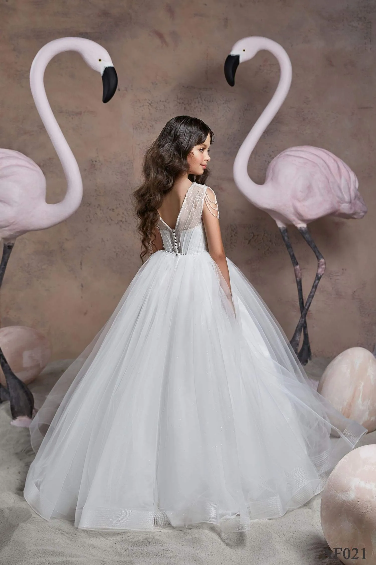 Girls Sparkly Top Tutu Flower Girl Dress