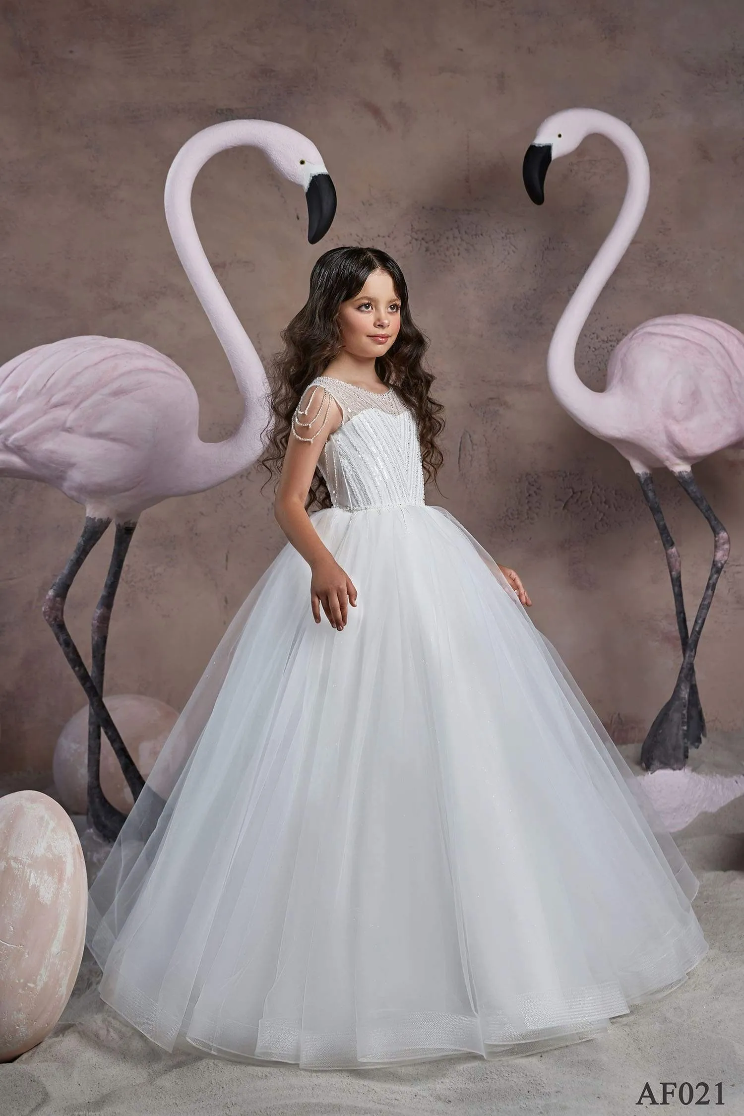 Girls Sparkly Top Tutu Flower Girl Dress