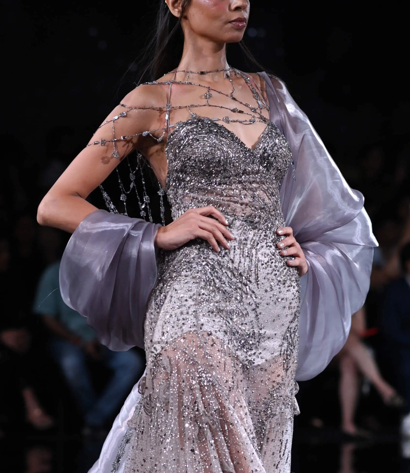 Helena pale gunmetal gown