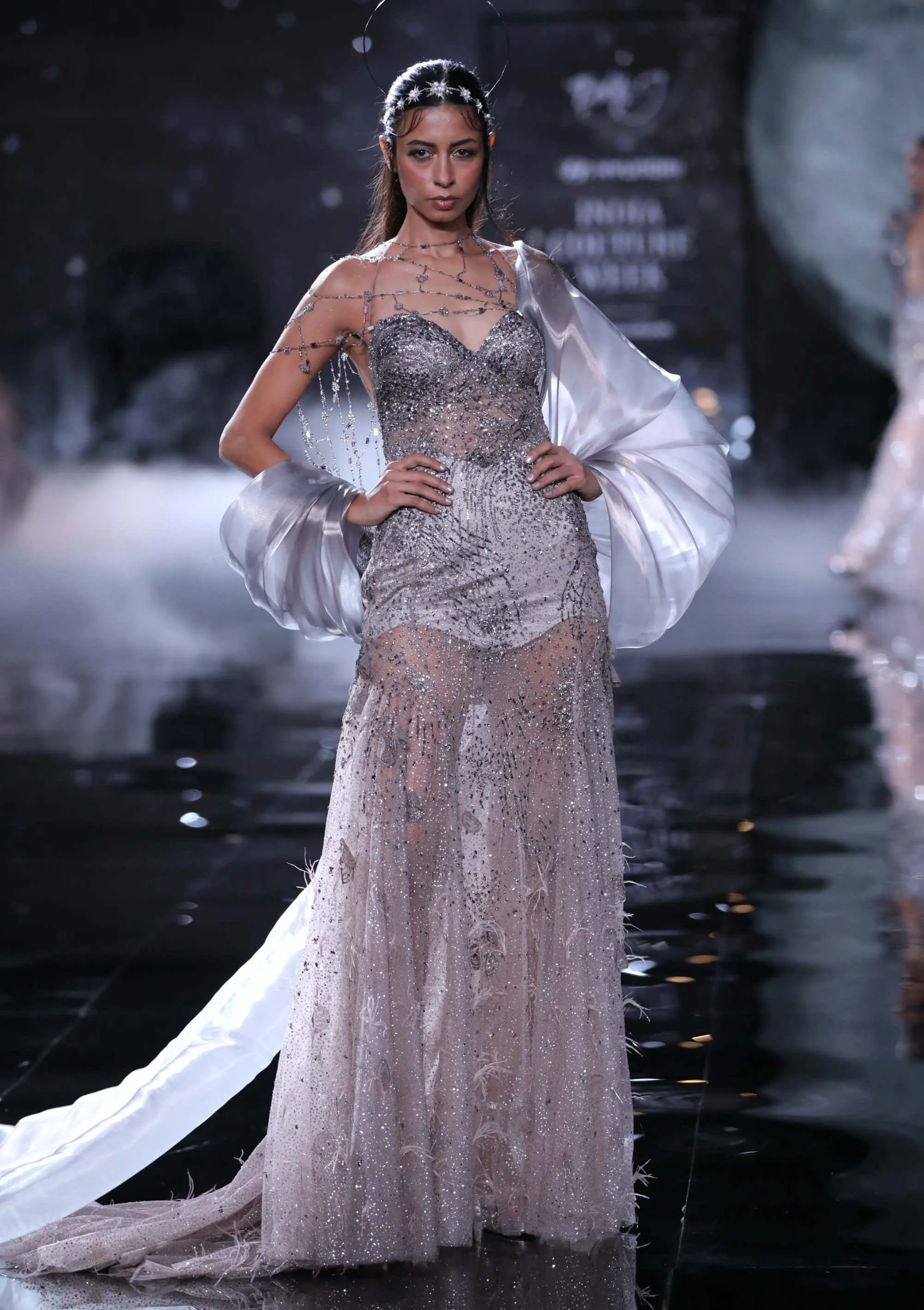 Helena pale gunmetal gown