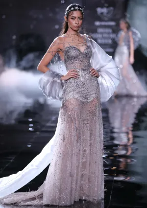 Helena pale gunmetal gown