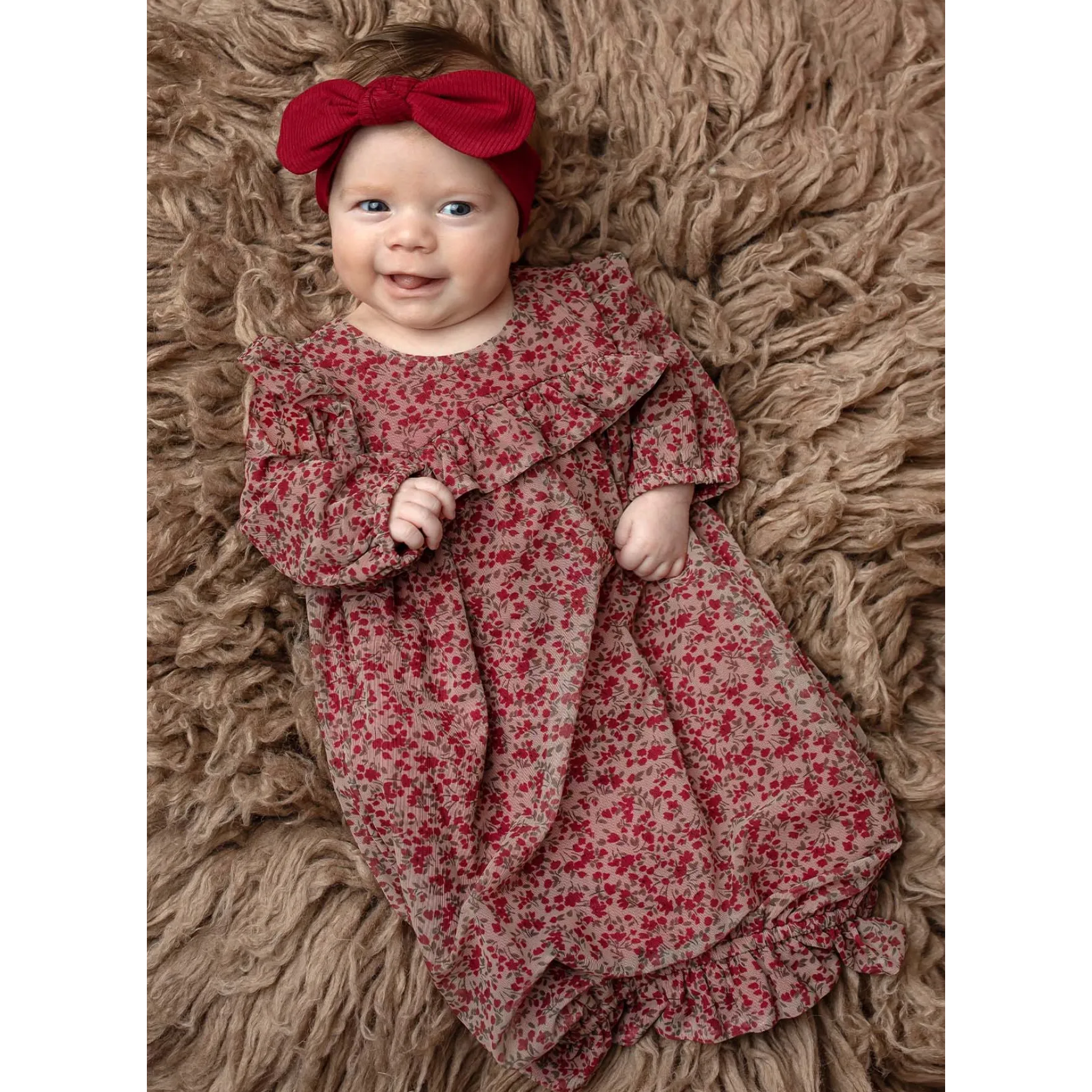 Isobella & Chloe Crackling Cranberry Knit & Tulle Newborn Sack - Red