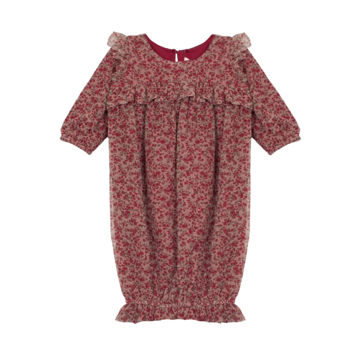 Isobella & Chloe Crackling Cranberry Knit & Tulle Newborn Sack - Red