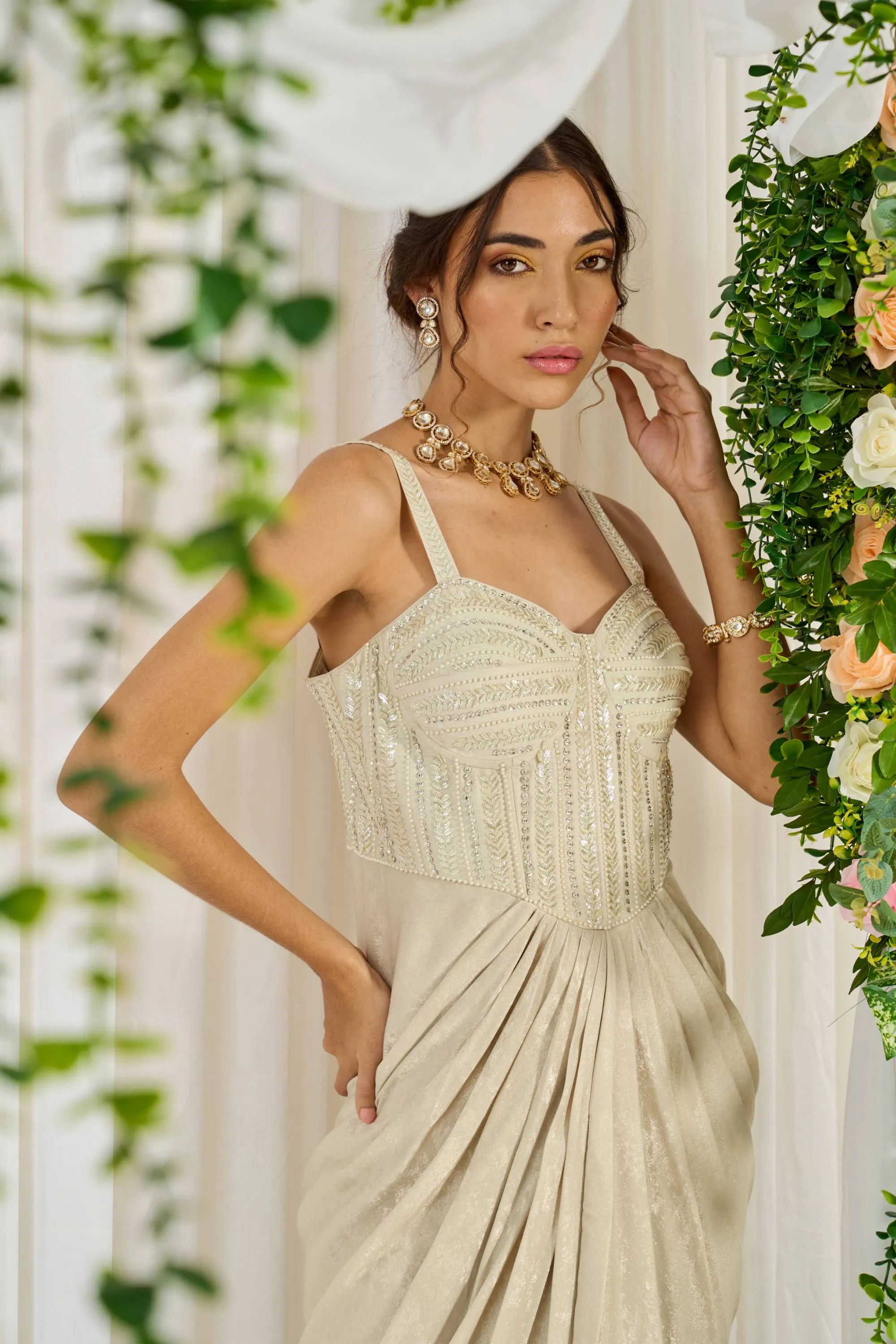 Ivory goddess corset gown