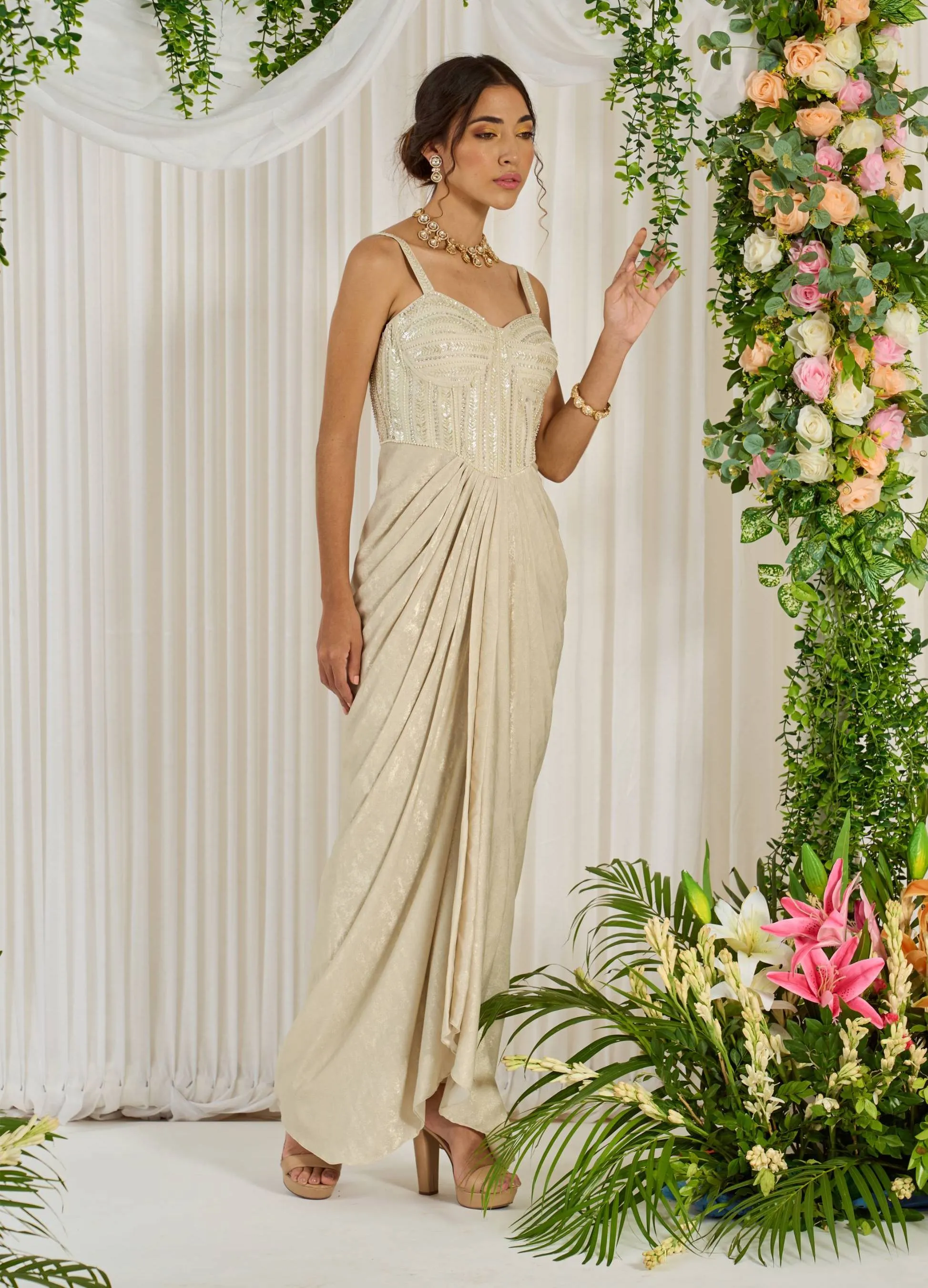 Ivory goddess corset gown