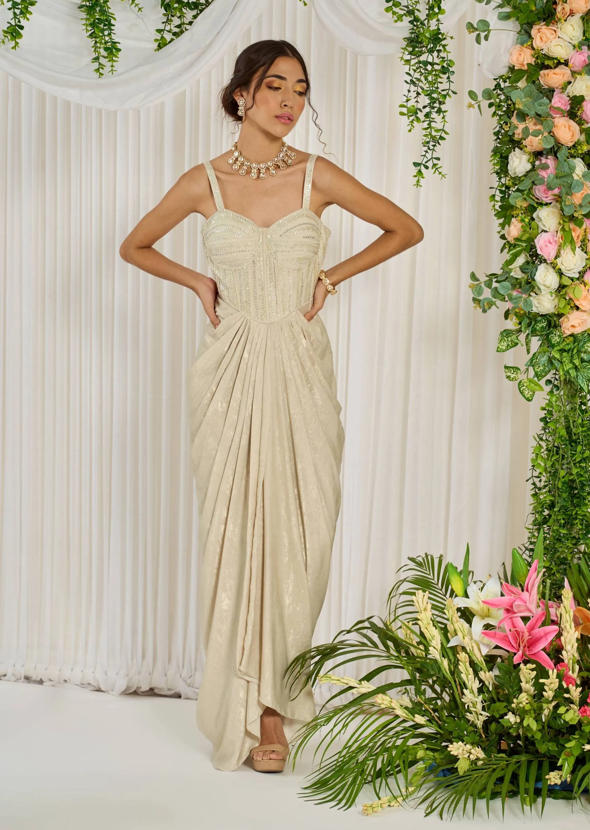Ivory goddess corset gown