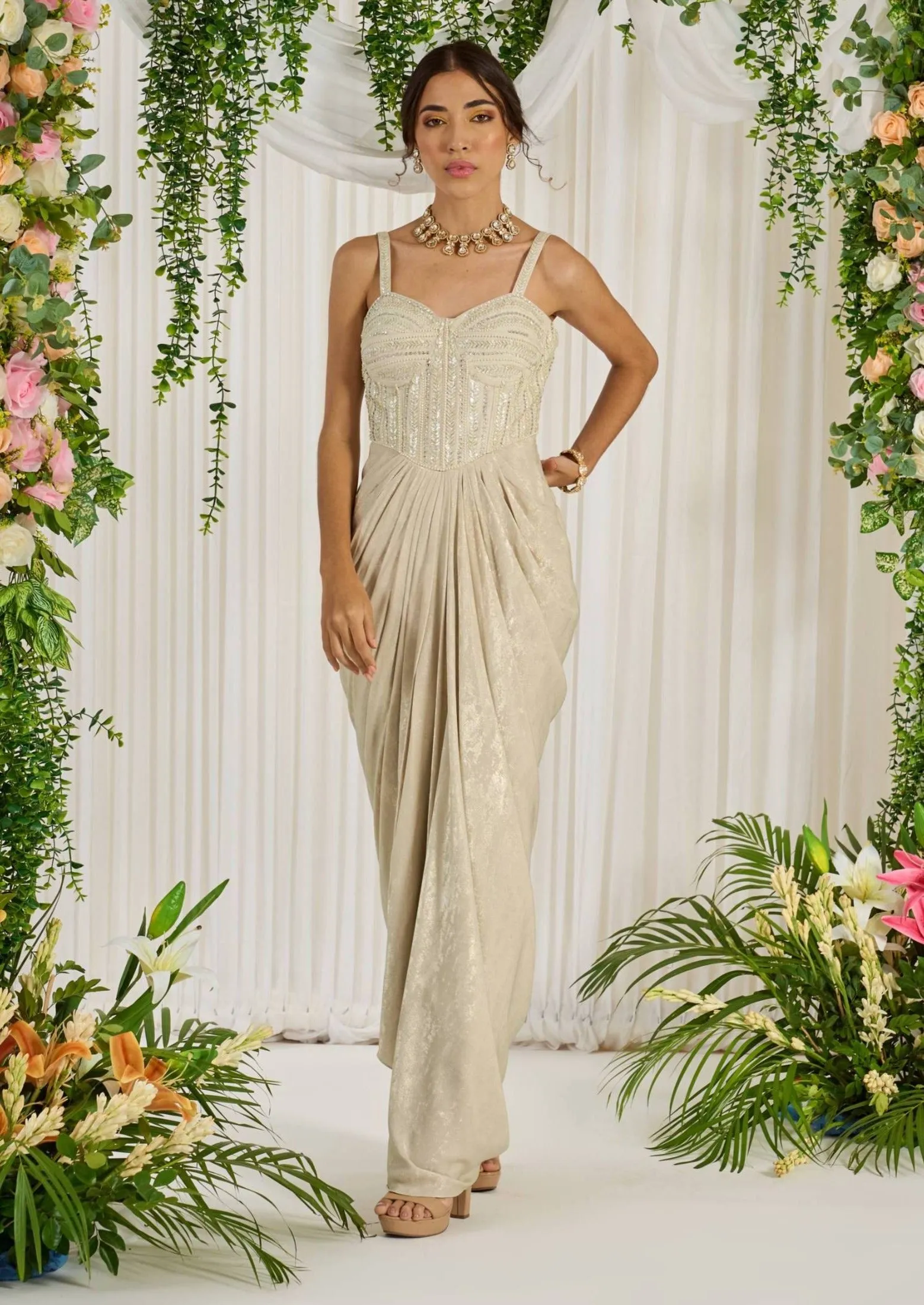 Ivory goddess corset gown