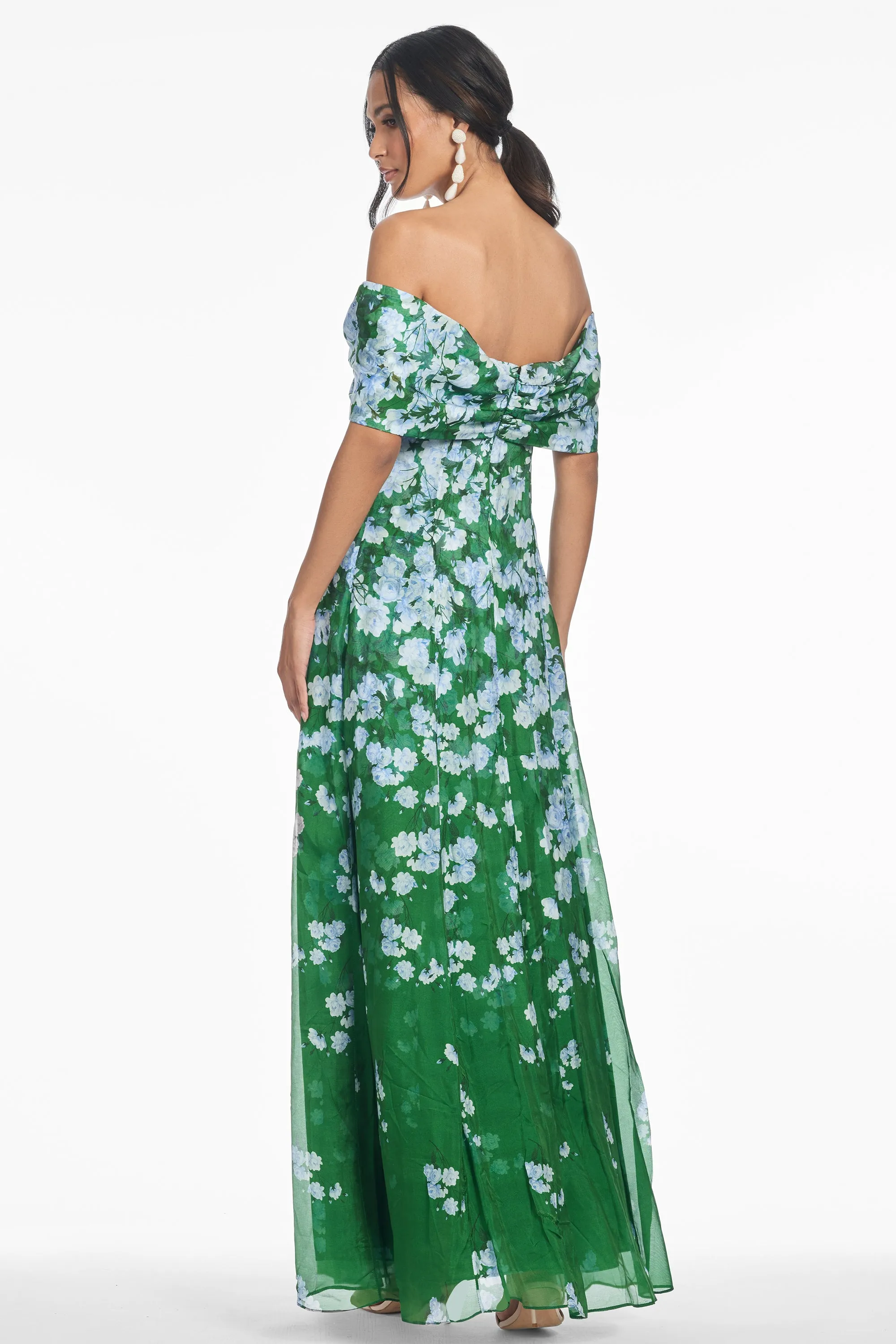 KENNEDY GOWN - KELLY GREEN DEGRADE FLORALS