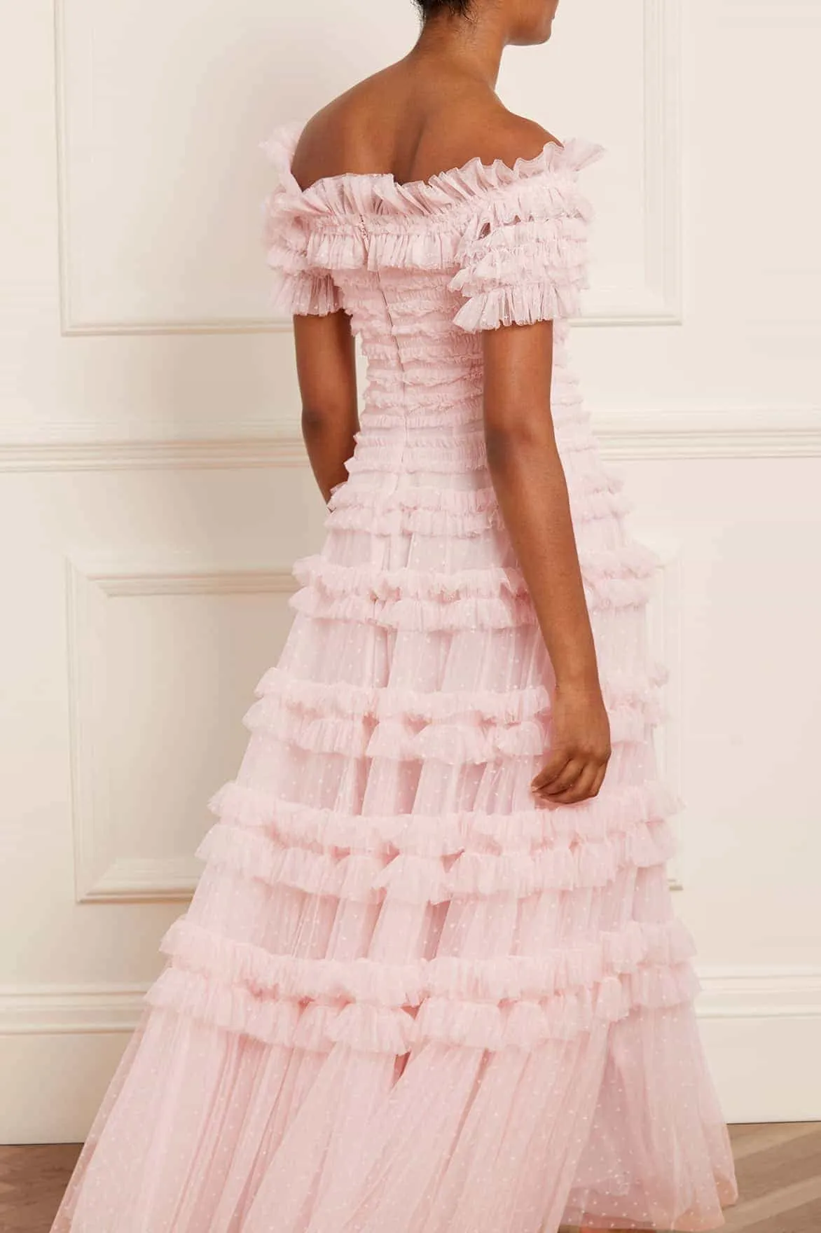 Lisette Ruffle Off Shoulder Gown