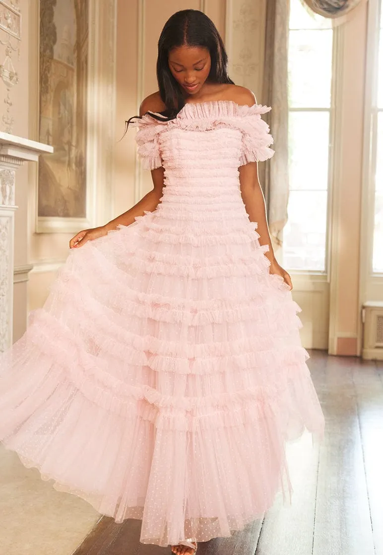 Lisette Ruffle Off Shoulder Gown