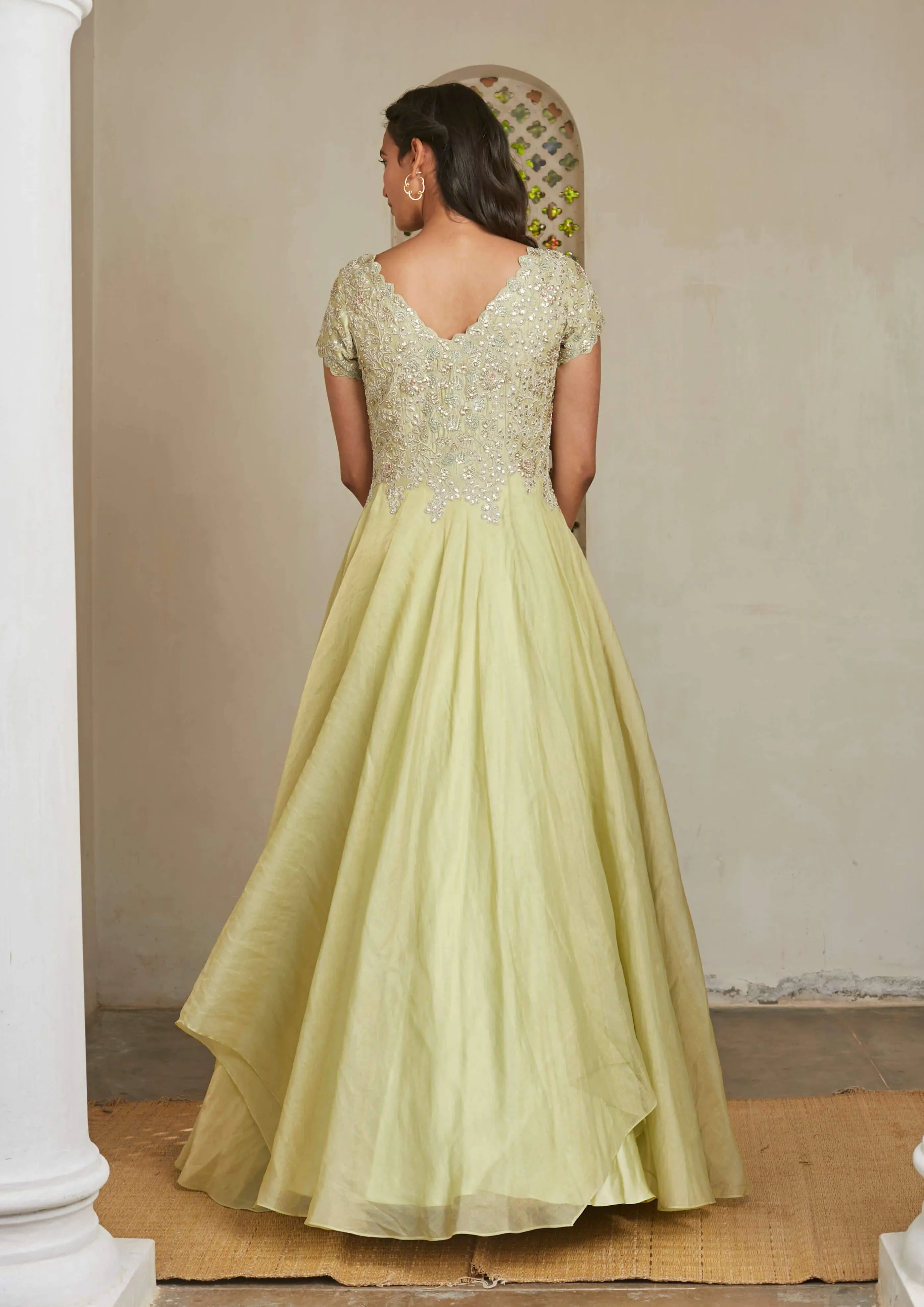 Mist Green Embroidered Gown