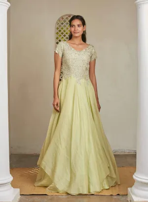 Mist Green Embroidered Gown