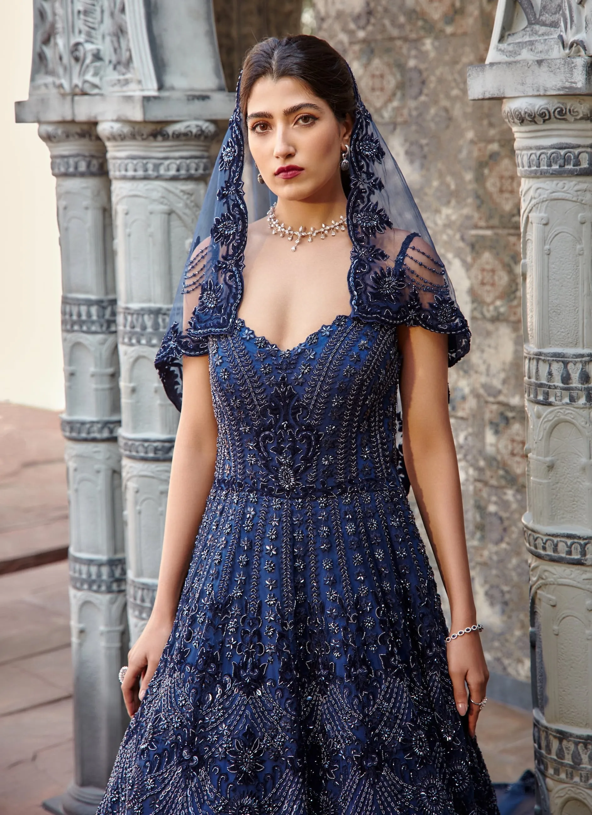 Navy Tulle Gown