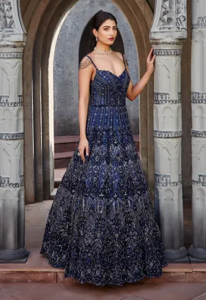Navy Tulle Gown