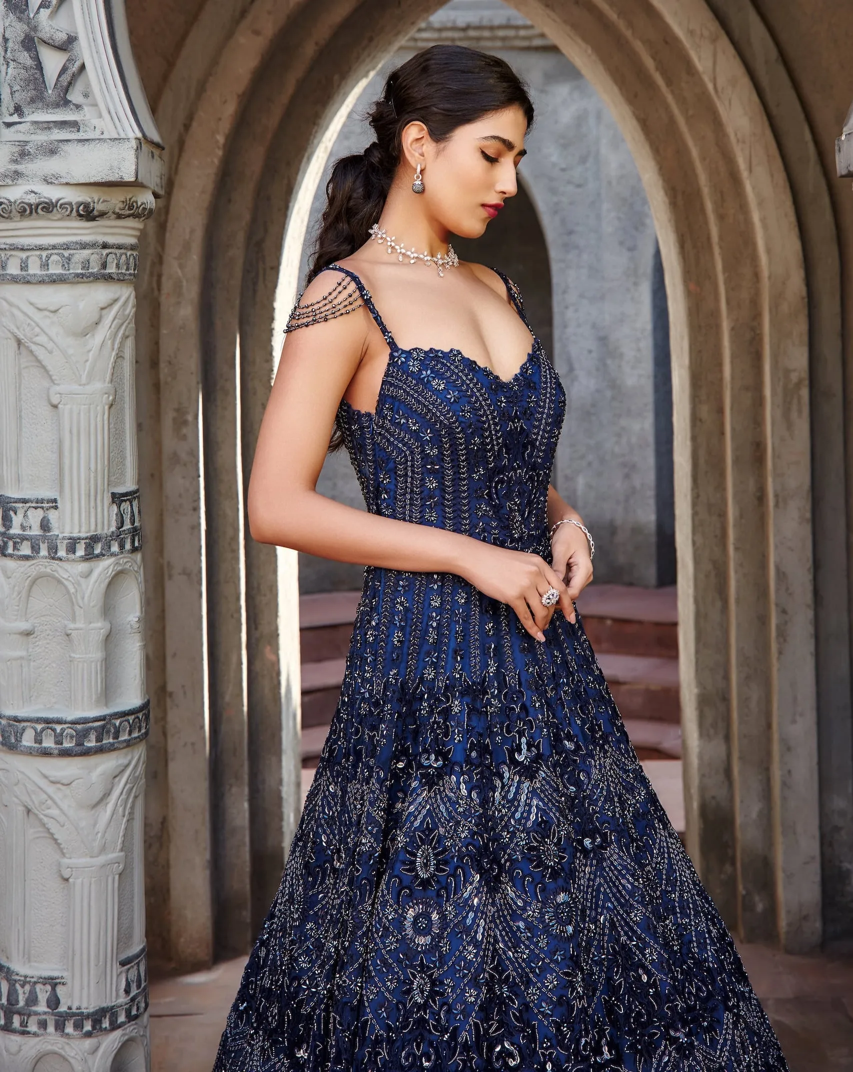 Navy Tulle Gown