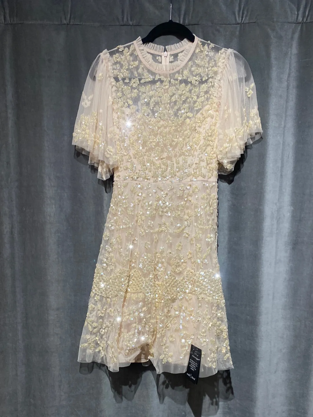 Needle and Thread Sequin Short Dress in Meadow Pink