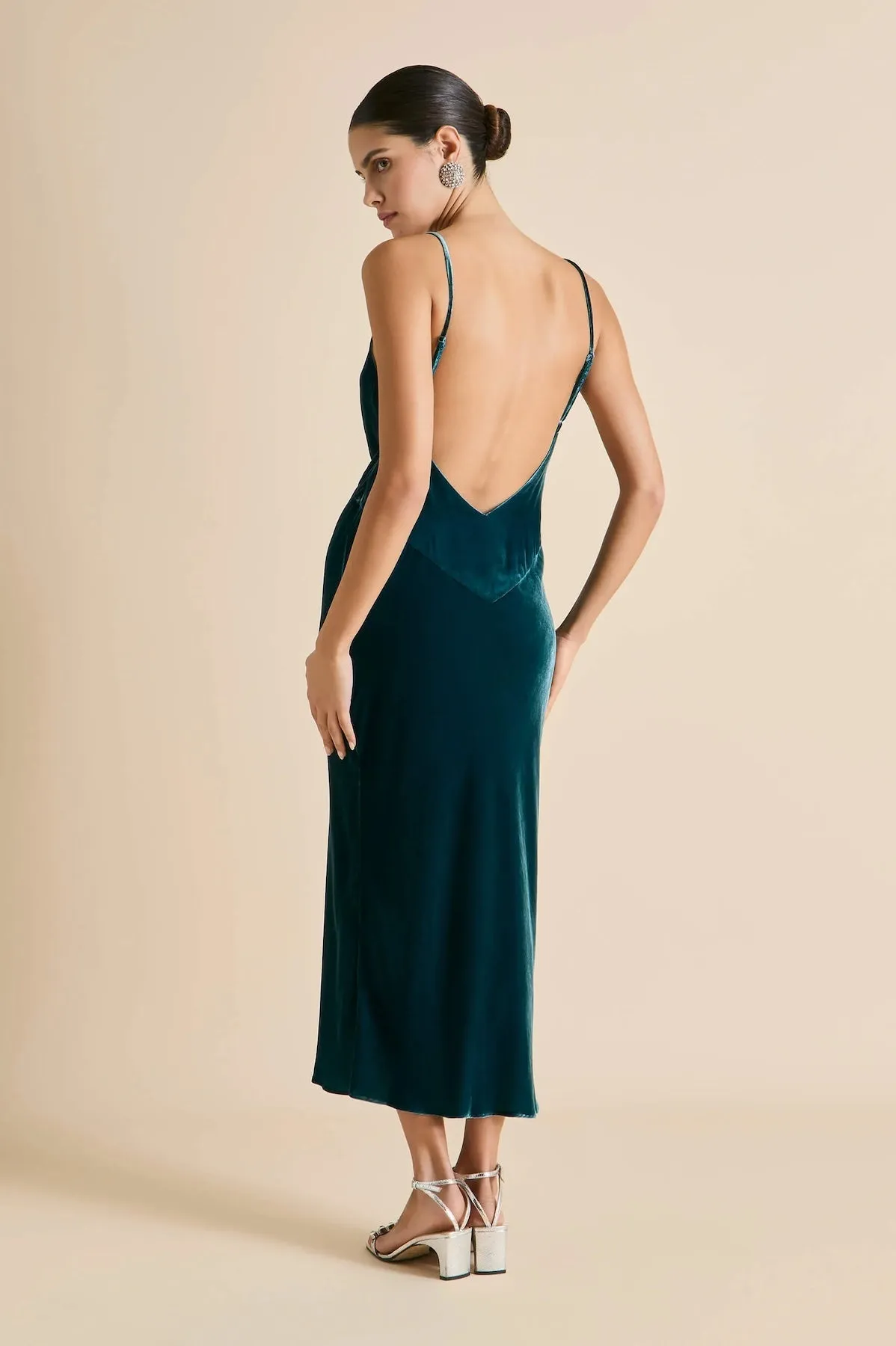 Olivia von Halle Issa Ocean Blue Velvet Slip Dress