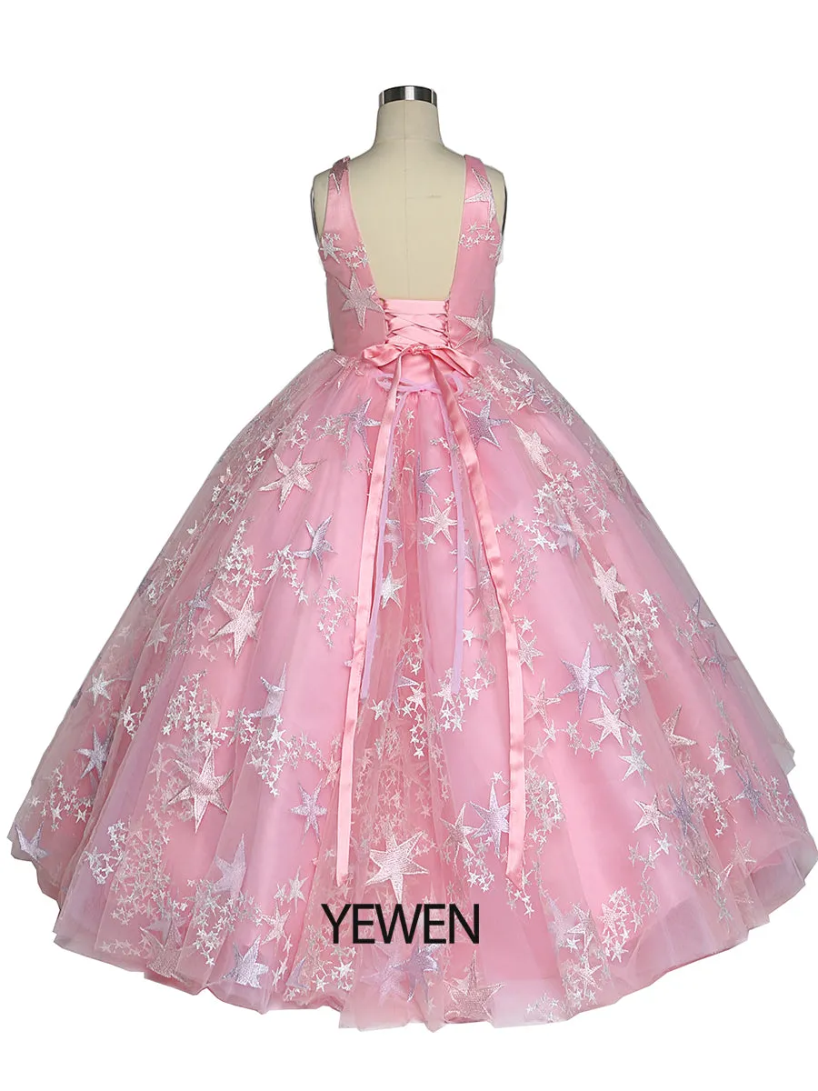 Pink Tulle Princess Girls Party Dresses for Weddings Birthday Children Photo Shoot Dress Baby Shower Gowns YEWEN YW211231