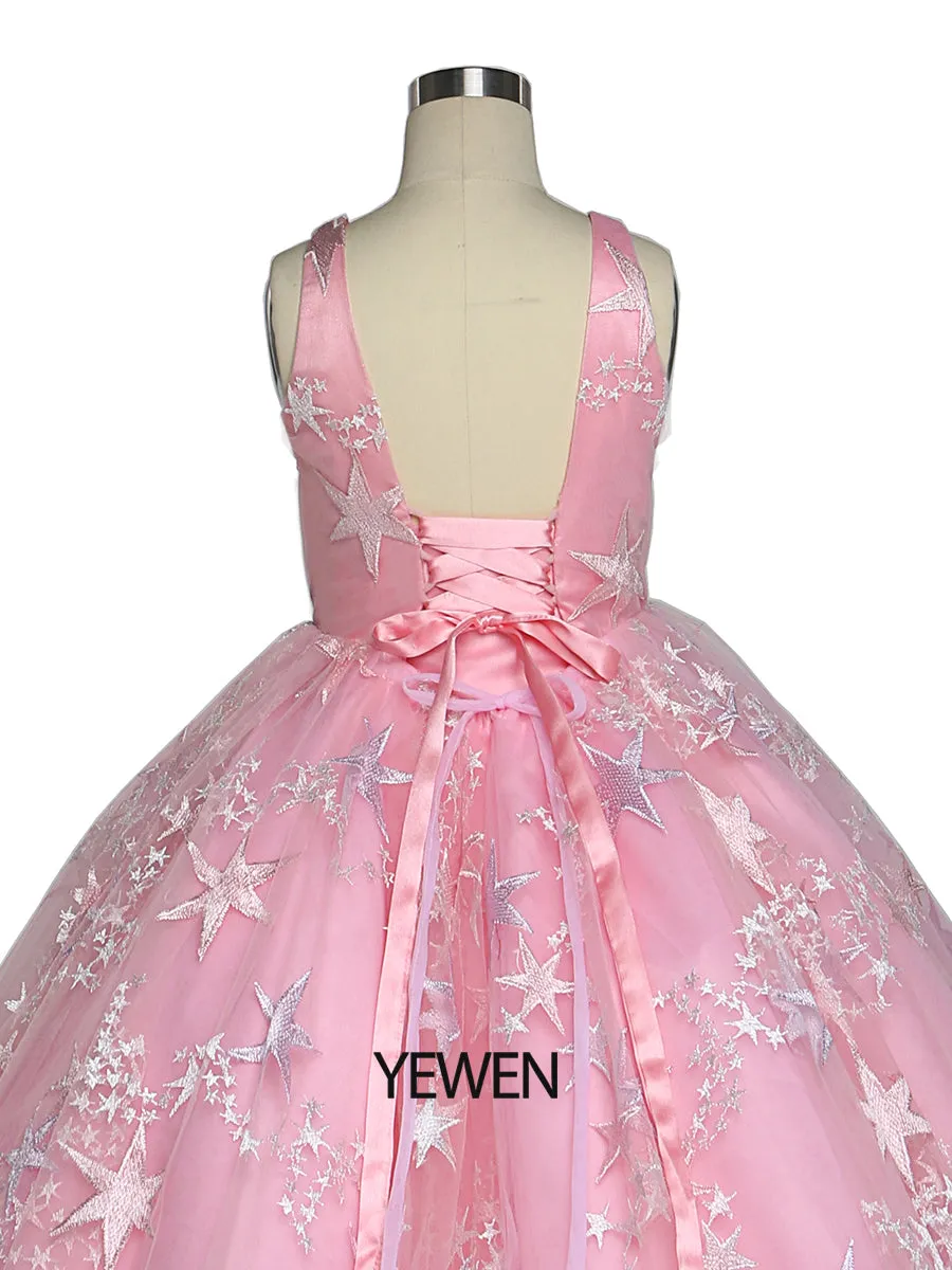 Pink Tulle Princess Girls Party Dresses for Weddings Birthday Children Photo Shoot Dress Baby Shower Gowns YEWEN YW211231