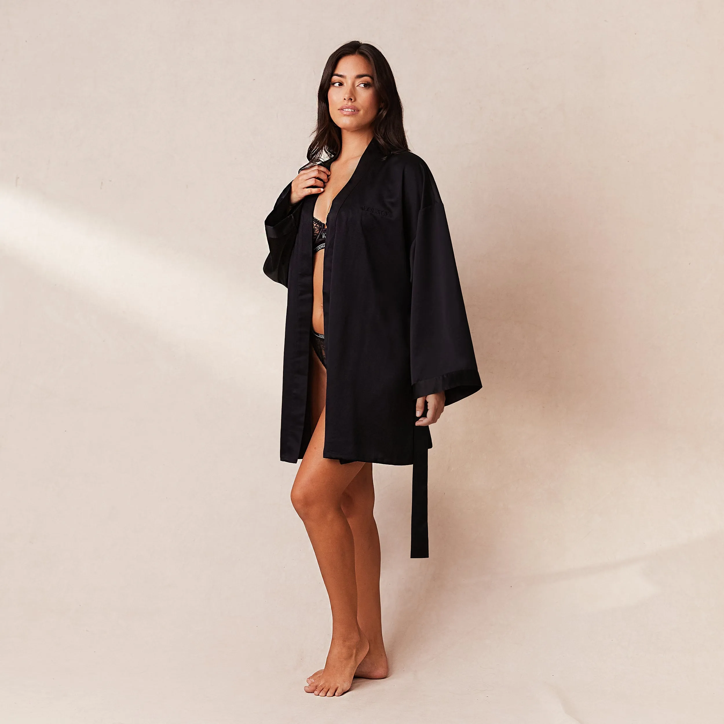Robe de Chambre Signature Satin - Noir