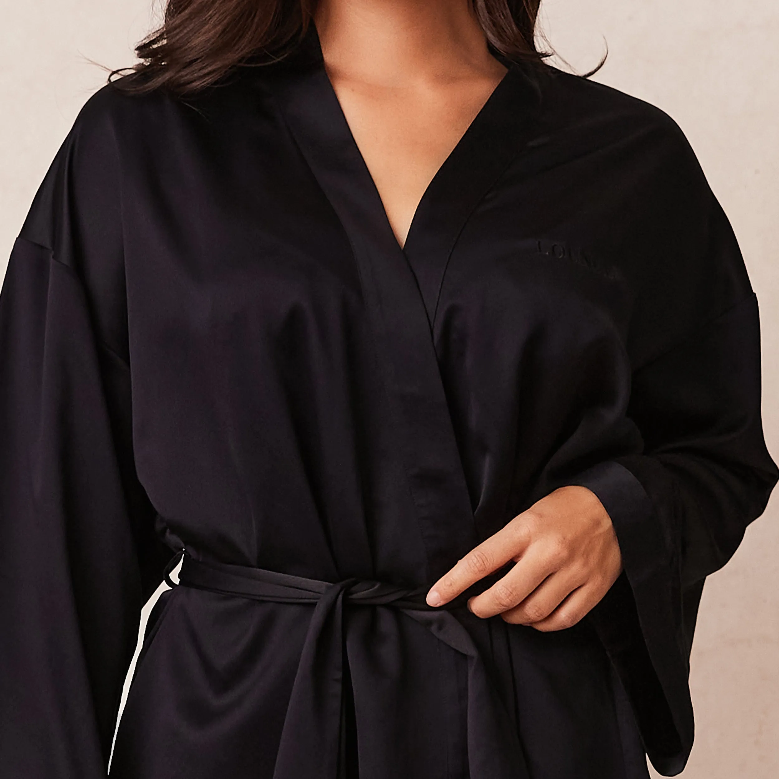 Robe de Chambre Signature Satin - Noir
