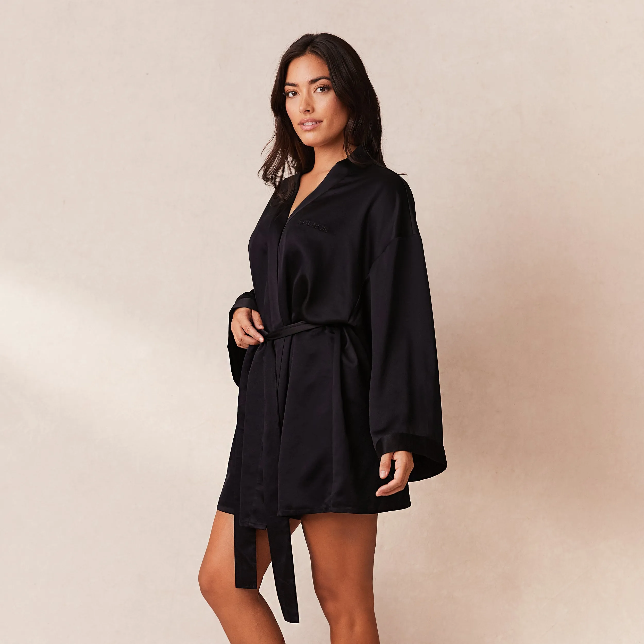 Robe de Chambre Signature Satin - Noir