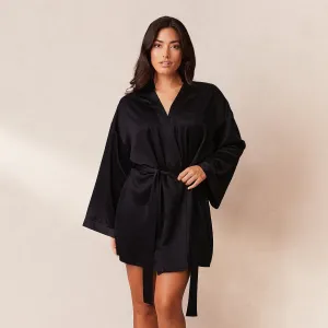 Robe de Chambre Signature Satin - Noir